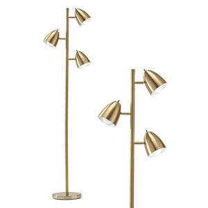 Brightech Jacob Led Tree Floor Lamp with 3 Rotating Adjustable Head - Antique-like Brass
