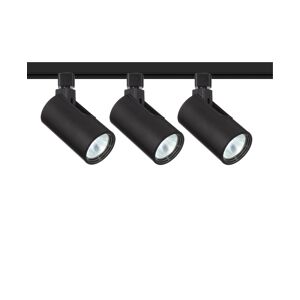 Pro Track 3-Head 30W Led Ceiling Track Light Fixture Kit Floating Canopy Spot-Light Dimmable Directional Black Metal Modern Cylinder Kitchen Bathroom