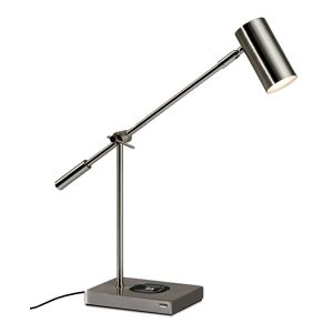 Adesso Collette Led Desk Lamp with Wireless Air Charger & Usb Port - Brushed Steel