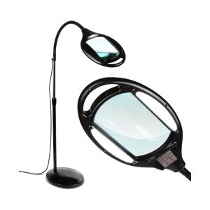 Brightech Lightview Pro Led Gooseneck Standing Magnifier Floor Lamp - (2.25x) 5 Diopter - Classic Black