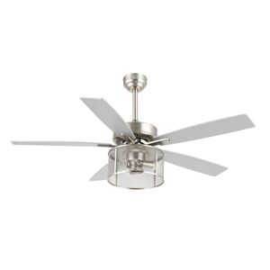 Jonathan Y Max Farmhouse Industrial Iron/Wood Mobile App remote Controlled Led Ceiling Fan - Nickel