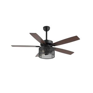 Jonathan Y Max Farmhouse Industrial Iron/Wood Mobile App remote Controlled Led Ceiling Fan - Black