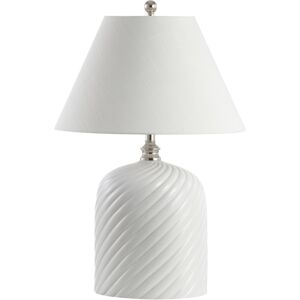 Jonathan Y Serge Swirl Ceramic Bohemian Glam Led Table Lamp - White