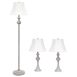 All The Rages Lalia Home Perennial Valletta 3 Piece Metal Lamp Set - Gray