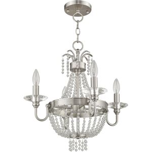 Livex Valentina 4-Light Convertible Mini Chandelier/Ceiling Mount - Brushed Nickel