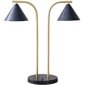 Simplie Fun Bower 2-Light Metal Table Lamp With Chimney Shades - Black