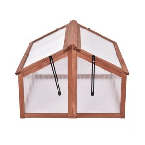 Costway Double Box Garden Wooden Green House Cold Frame Raised Plants Bed Protection - Brown