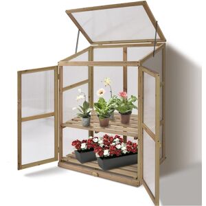 Costway Garden Portable Wooden GreenHouse Cold Frame Raised Plants Shelves Protection - Natural