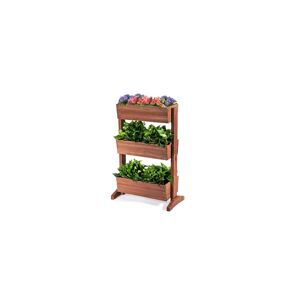 Slickblue 3-Tier Raised Garden Bed with Detachable Ladder and Adjustable Shelf - Brown
