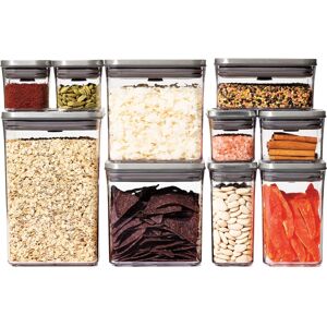 Oxo Steel Pop 12-Pc. Food Storage Container Set with Scoop & Labels - Silver