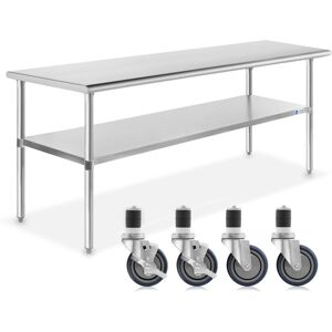 Gridmann 30 x 72 Inch Stainless Steel Table w/ 4 Casters, Nsf Commercial Kitchen Work & Prep Table - Silver