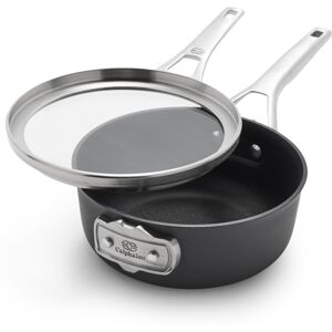 Calphalon Premier Space-Saving Hard-Anodized Aluminum Nonstick, 2.5-Quart Sauce Pan with Lid - Black, Stainless Steel