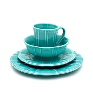 Euro Ceramica Chloe 16 Piece Turquoise Dinnerware Set - Turquoise