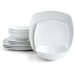 over&back Monterey 12 Piece Dinnerware set, Service for 4 - White