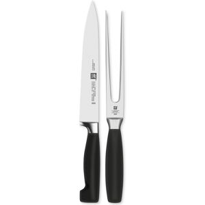 Zwilling Four Star 2pc Carving Knife & Fork Set - Black