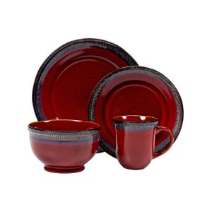 over&back Sheen 16 Piece Dinnerware Set - Red