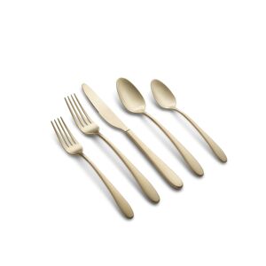 Cambridge Silversmiths Poet Champagne Satin 20 Piece 18/10 Stainless Steel Flatware Set, Service for 4 - Champagne Gold