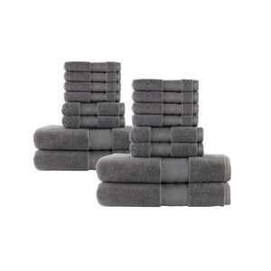 American Heritage 100% Organic Cotton 16-Piece Bath Towel Set, Stone - Mineral grey
