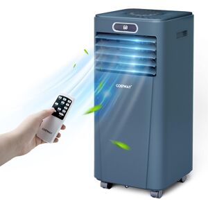 Costway 10000 Btu Portable Air Conditioner w/ Remote Control 3-in-1 Air Cooler w/ Drying - Blue