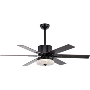 Simplie Fun Modern Led Ceiling Fan with Light, Remote - Matte Black - Black