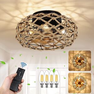 Simplie Fun Farmhouse Dimmable Ceiling Fans with Lights and Remote Control - Brown