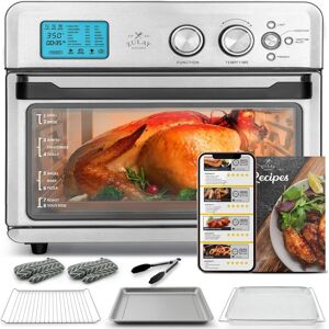 Zulay Kitchen Air Fryer Toaster Oven with 21 Functions - Silver