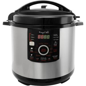 MegaChef 12 Qt. Steel Digital Pressure Cooker with 15 Presets and Glass Lid - Silver