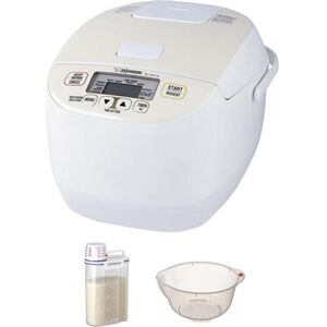 Zojirushi Micom Rice Cooker and Warmer with Rice Container and Rice Washing Bowl - White