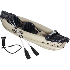 Outsunny Inflatable Kayak 2 Person Adult, Includes Paddles and Travel Bag, Includes Repair Kit, Portable Tandem Blow Up Boat, Beige - Beige