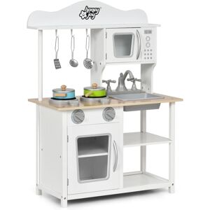 Slickblue Wooden Pretend Play Kitchen Set for Kids with Accessories and Sink - White