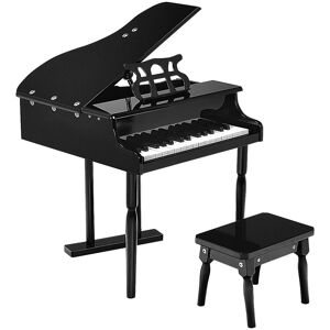 Sugift 30-Key Kids Piano Keyboard Toy with Bench Piano Lid and Music Rack - Black