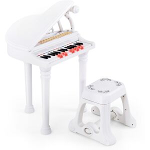 Slickblue 31 Keys Kids Piano Keyboard with Stool and Piano Lid - White