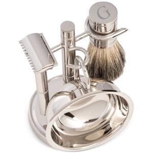 Bey-Berk Men's Chrome Monogrammed Safety Razor & Brush Set - 'G'