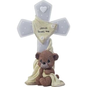 Precious Moments Jesus Loves Me Bear Cross Table Decor, Multicolor