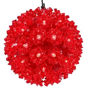 SUNNYDAZE DECOR Sunnydaze 5 in Indoor/Outdoor Lighted Ball Hanging Decor - Red - 50 Bulbs, Brt Red