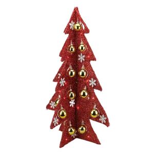 Northlight Light-Up Tinsel Christmas Table Decor, Red