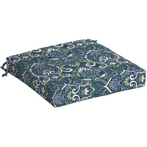 Arden Selections Aurora Damask Outdoor Seat Cushion, Blue, 21X21