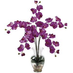 nearly natural Liquid Illusion Silk Phalaenopsis Orchid Floral Arrangement, Multicolor