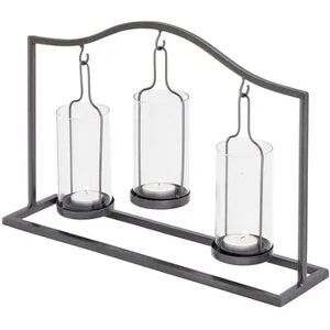 Uma Enterprises Hanging Glass Bottle 3-Votive Candle Holder, Black