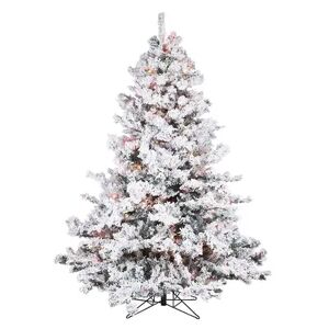 Vickerman 6.5-ft. Multicolor Pre-Lit Flocked Alaskan Pine Artificial Christmas Tree, White