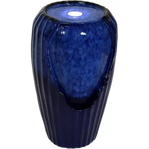 SUNNYDAZE DECOR Sunnydaze Blue Ceramic Vase Water Fountain with LED Lights - 22-Inch, Brt Blue