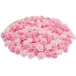 Bright Creations Artificial Roses in 2 Pink Colors, 2-Inch Faux Flower Heads for Crafts (200 Pack), Med Pink