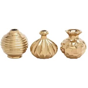 Stella & Eve Glam Gold Ceramic Vases With Assorted Designs 3-pc. Set, Beig/Green, Small