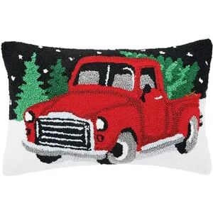 C&F Home Snowy Red Truck Christmas Throw Pillow, Black, 14X22