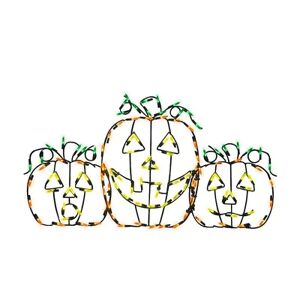 ProductWorks Pro Line LED Jack-O-Lanterns Halloween Yard Decoration Pumpkins, Multicolor
