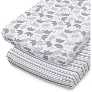 The Peanutshell Grey Elephant 2-Pack Changing Pad Cover, Large
