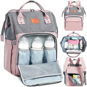 KeaBabies Original Diaper Backpack Bag, Multi Functional Water-resistant Baby Diaper Bags for Moms & Dads, Med Pink