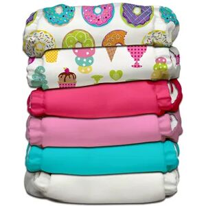 Charlie Banana Hybrid All-in-One Reusable Cloth Diapers - 6 Pack, Dessert