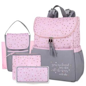 Baby Essentials 5-in-1 Diaper Backpack, Pink
