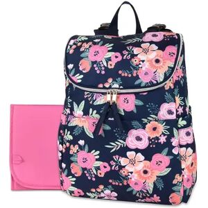 Baby Essentials Floral Backpack Diaper Bag, Blue